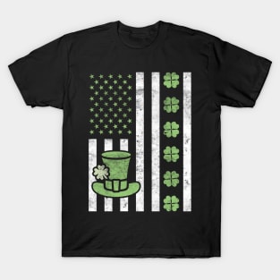 Irish American Flag Shamrock St Patricks Day T-Shirt